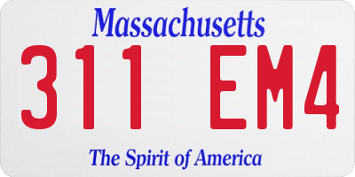 MA license plate 311EM4