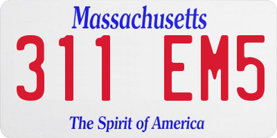 MA license plate 311EM5