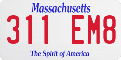 MA license plate 311EM8