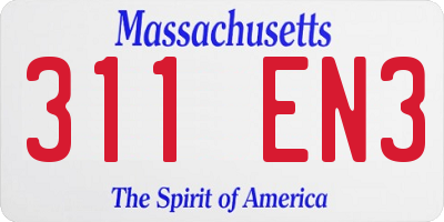 MA license plate 311EN3