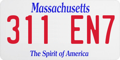 MA license plate 311EN7