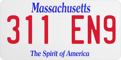 MA license plate 311EN9
