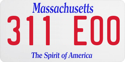 MA license plate 311EO0