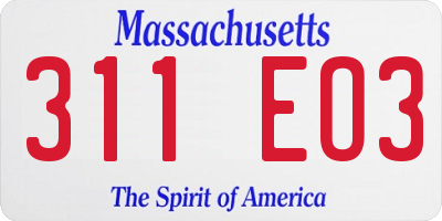 MA license plate 311EO3