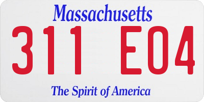 MA license plate 311EO4
