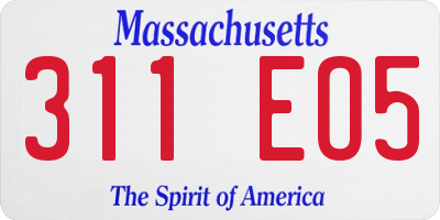 MA license plate 311EO5