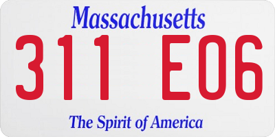 MA license plate 311EO6