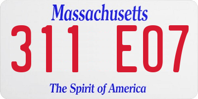 MA license plate 311EO7