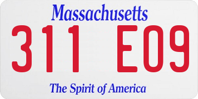 MA license plate 311EO9