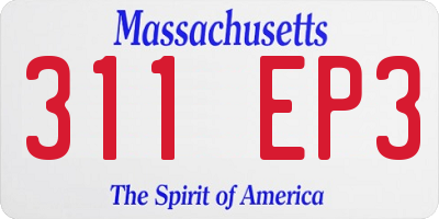 MA license plate 311EP3