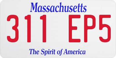 MA license plate 311EP5