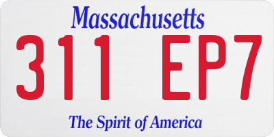 MA license plate 311EP7