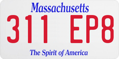MA license plate 311EP8