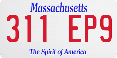 MA license plate 311EP9