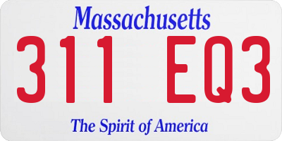 MA license plate 311EQ3