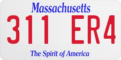 MA license plate 311ER4