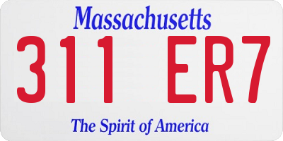 MA license plate 311ER7