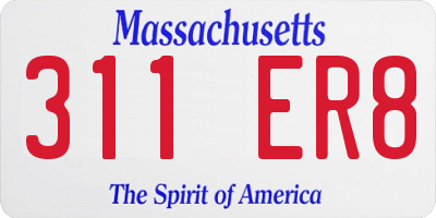 MA license plate 311ER8