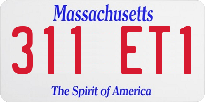 MA license plate 311ET1