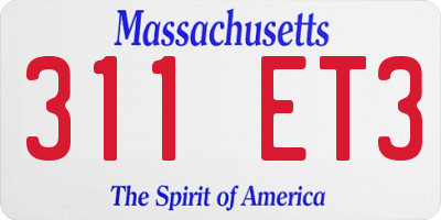 MA license plate 311ET3