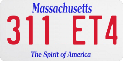 MA license plate 311ET4
