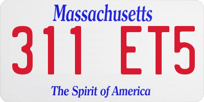 MA license plate 311ET5