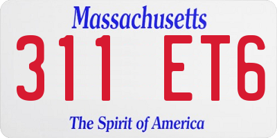 MA license plate 311ET6