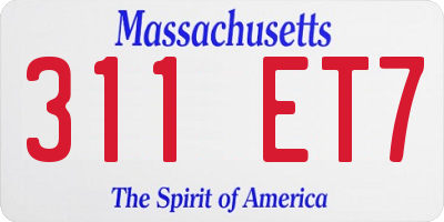 MA license plate 311ET7