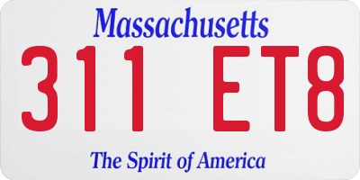 MA license plate 311ET8