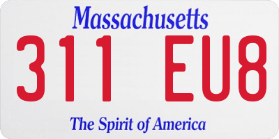 MA license plate 311EU8