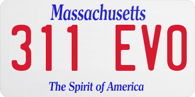 MA license plate 311EV0