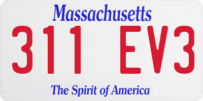 MA license plate 311EV3
