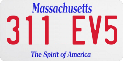 MA license plate 311EV5