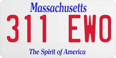 MA license plate 311EW0