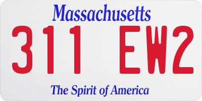 MA license plate 311EW2