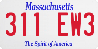 MA license plate 311EW3