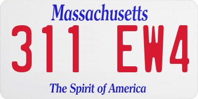 MA license plate 311EW4