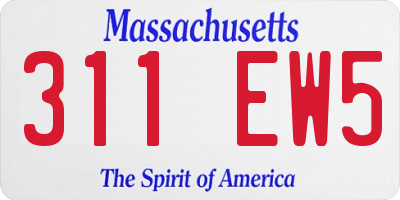 MA license plate 311EW5
