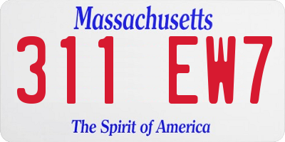 MA license plate 311EW7