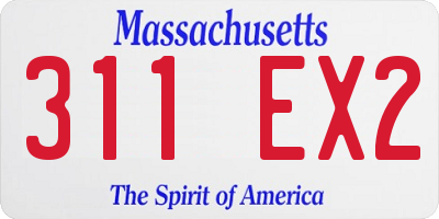 MA license plate 311EX2