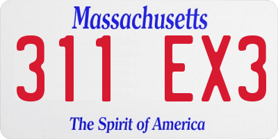 MA license plate 311EX3