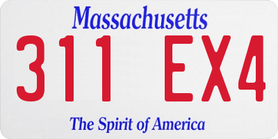 MA license plate 311EX4