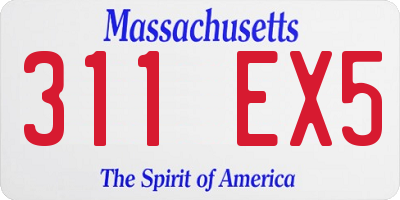MA license plate 311EX5