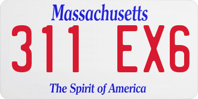MA license plate 311EX6