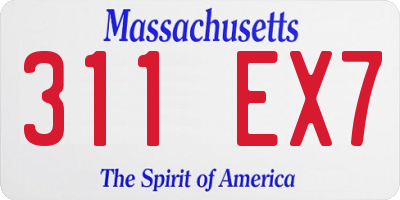 MA license plate 311EX7