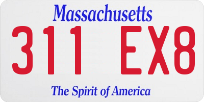 MA license plate 311EX8