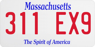 MA license plate 311EX9