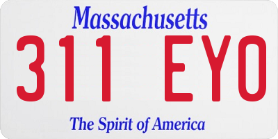 MA license plate 311EY0