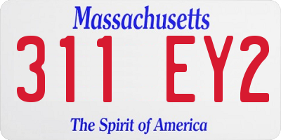 MA license plate 311EY2