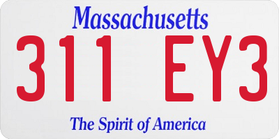 MA license plate 311EY3
